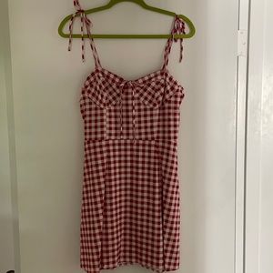 WAYF Red Check Dress. Size S